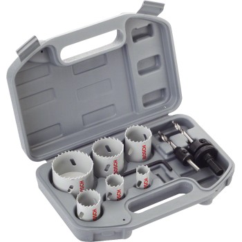 Bosch Set 9 accesorii, 6 carote BiMetal cu D20-68mm, 2 adaptoare hexagonale, 1 cheie hexagonală