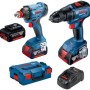 Bosch Set GSR 18V-50 Masina de gaurit insurubat brushless 50Nm + GDX 180-LI Masina de insurubat cu impact, 180Nm  + 3 acumulatori CoolPack Li-Ion 18V + incarcator 5Ah + L-Boxx