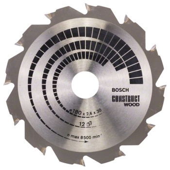 Bosch Panza ferastrau circular Construct Wood, 180x30x2.6mm, 12T, reductie 20mm
