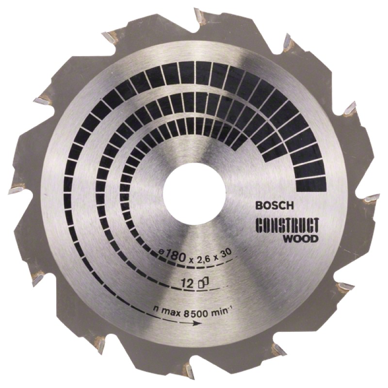 Bosch Panza ferastrau circular Construct Wood, 180x30x2.6mm, 12T, reductie 20mm