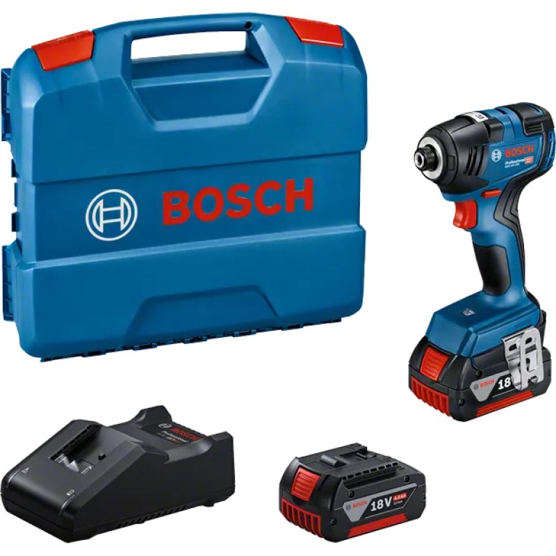Bosch GDR 18V-200 Surubelnita cu impact brushless, 2 acumulatori CoolPack Li-Ion, 4Ah, 200Nm + L-CASE