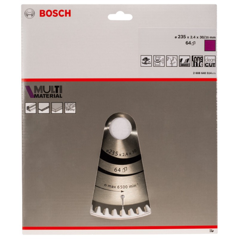 Bosch Panza ferastrau circular MultiMaterial, 2.4x30x235mm, 64T