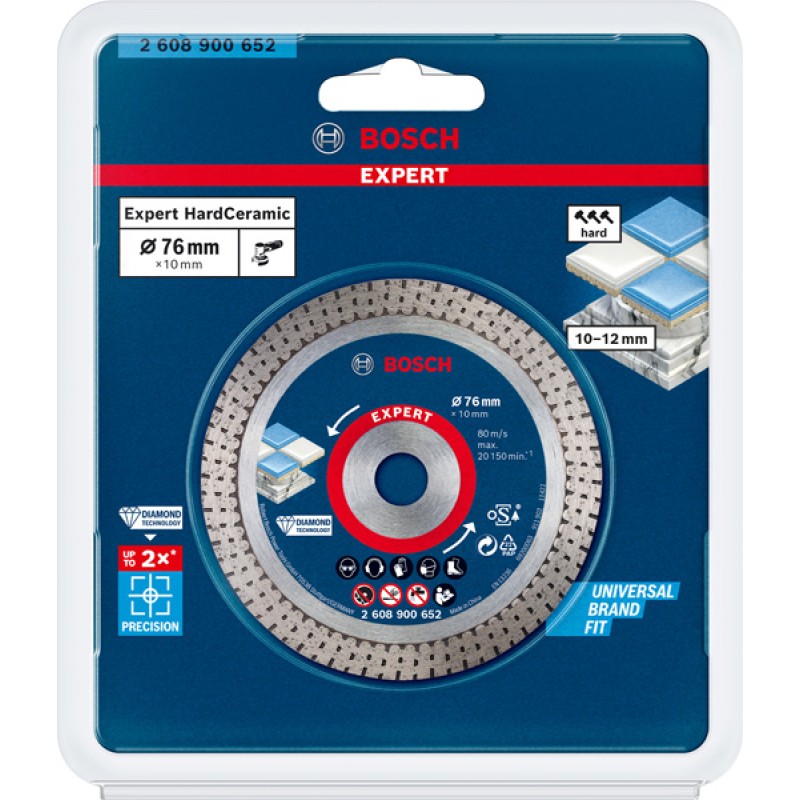 Bosch Disc diamantat Expert HardCeramic, 1.5x10x76mm