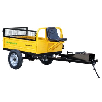 ProGARDEN Alpine RM500T Remorca cu tractiune 500kg cu obloane, 1 osie, prindere bolt pentru motocultor, roti profil rutier 5.00-12, 4 prezoane, RIM 3.50B