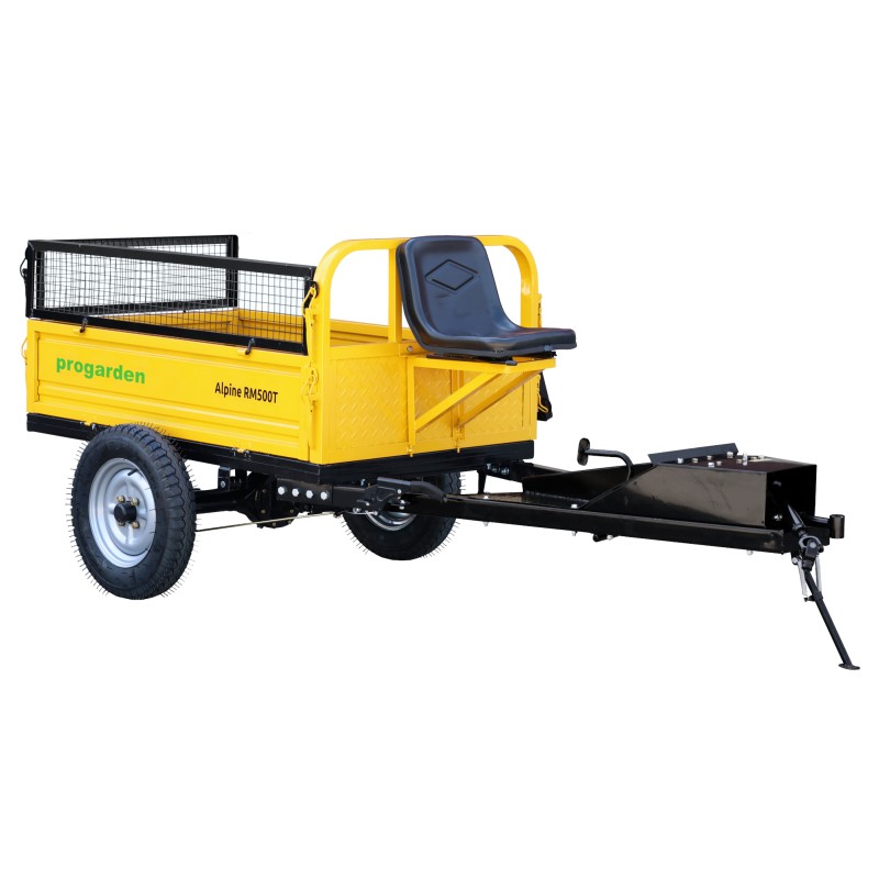 ProGARDEN Alpine RM500T Remorca cu tractiune 500kg cu obloane, 1 osie, prindere bolt pentru motocultor, roti profil rutier 5.00-12, 4 prezoane, RIM 3.50B