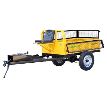 ProGARDEN Alpine RM500T Remorca cu tractiune 500kg cu obloane, 1 osie, prindere bolt pentru motocultor, roti profil rutier 5.00-12, 4 prezoane, RIM 3.50B