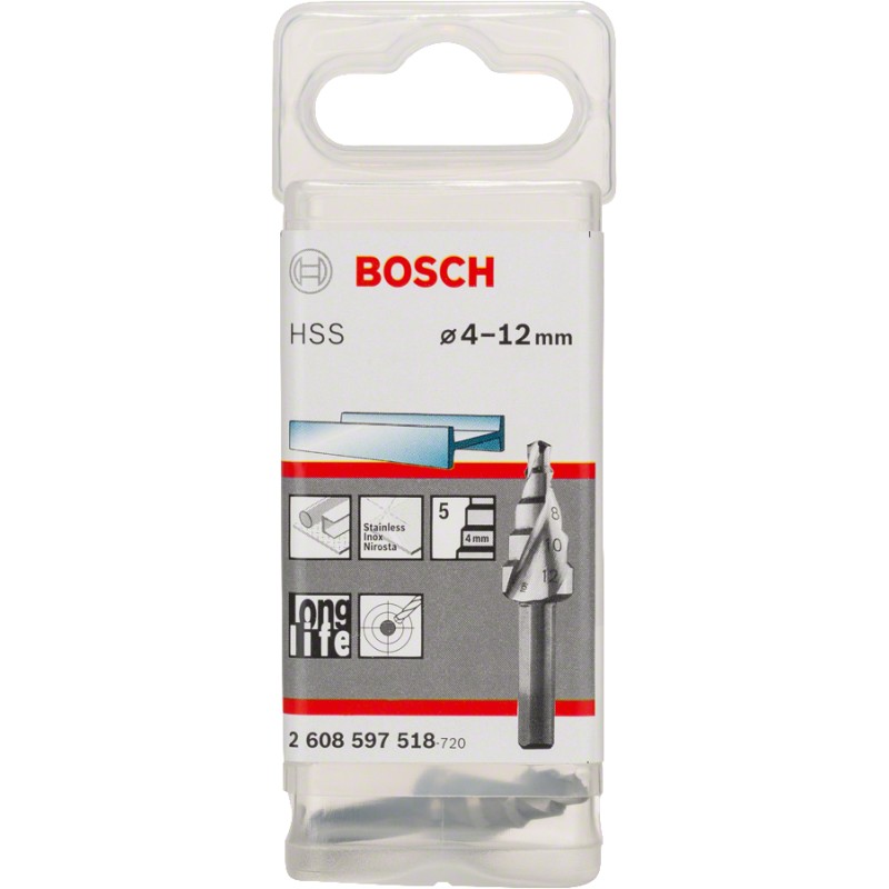 Bosch Burghiu in 5 trepte HSS 4-12mm, 4x6x50mm