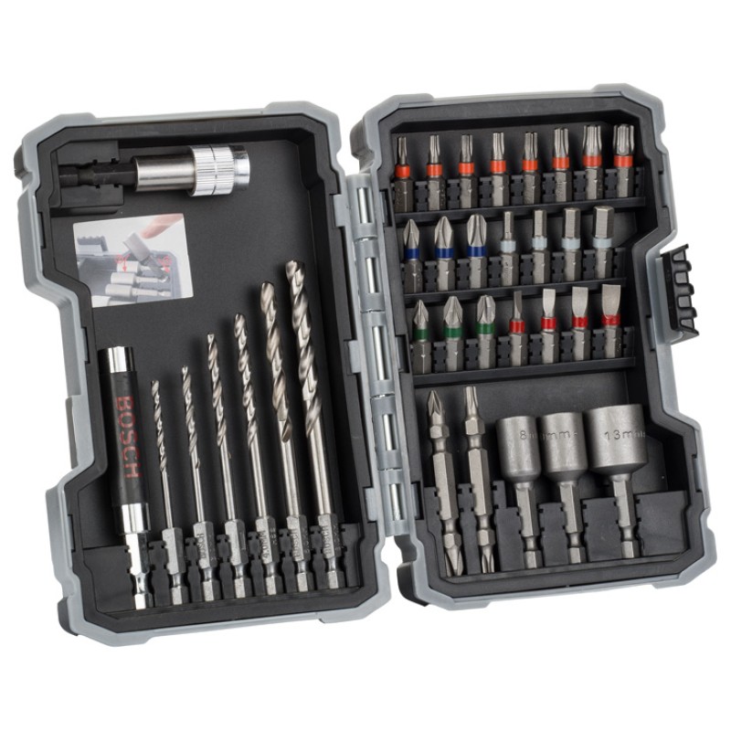 Bosch Set 35 piese Extra Hard mixt cu burghie de otel HSS-G