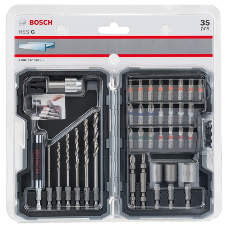 Bosch Set 35 piese Extra Hard mixt cu burghie de otel HSS-G
