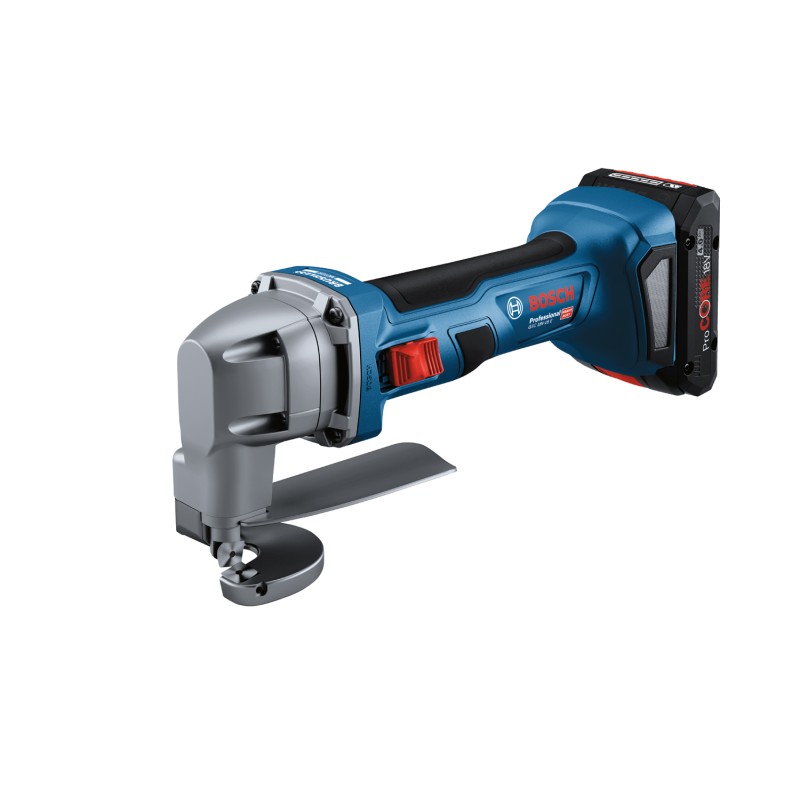 Bosch GSC 18V-16 E Foarfeca pentru tabla + 2 acumulatori ProCore Li-Ion 18V + incarcator 4Ah + L-Boxx