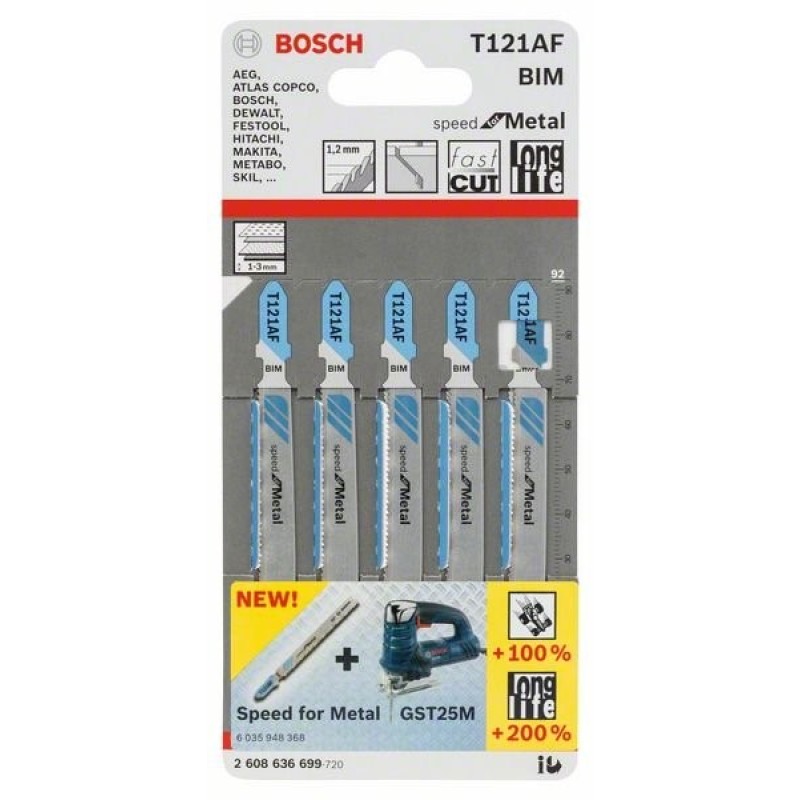 Bosch Set 5 panze pentru ferastrau vertical BIM T 121 AF, 92mm