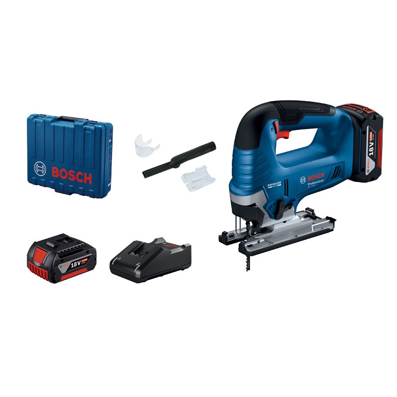 Bosch GST 185-LI Ferastrau vertical brushless 125mm + 2 acumulatori Li-Ion, 18V, 4Ah CoolPack + Incarcator rapid + variza profesionala