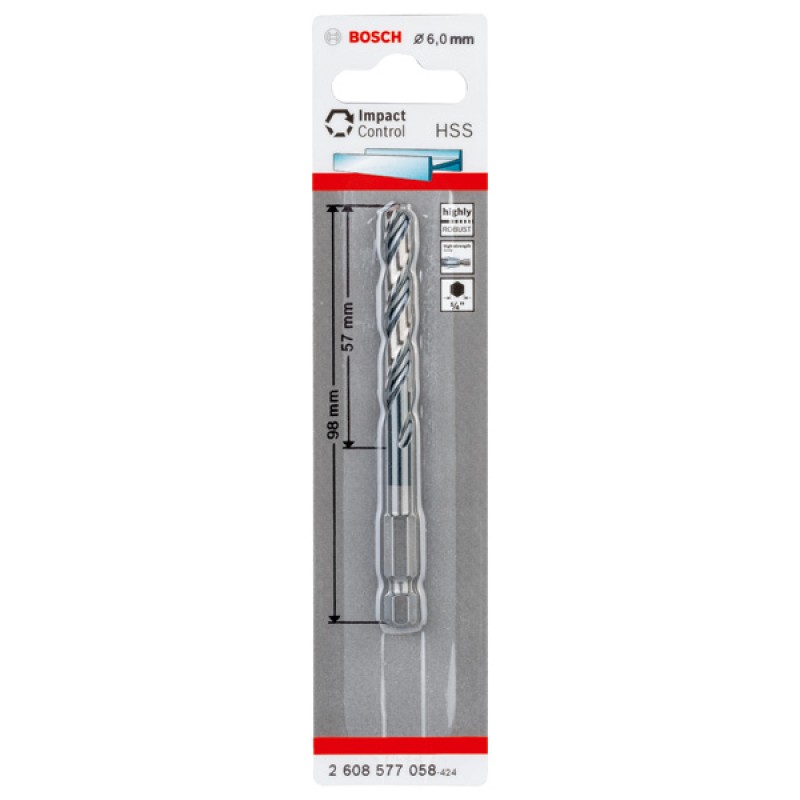 Bosch Burghiu impact HSS 6x57x98mm