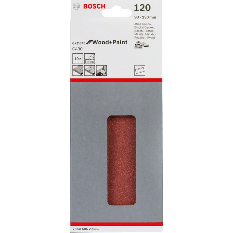 Bosch Set 10 Foi abrazive C430, 93x230mm, G120