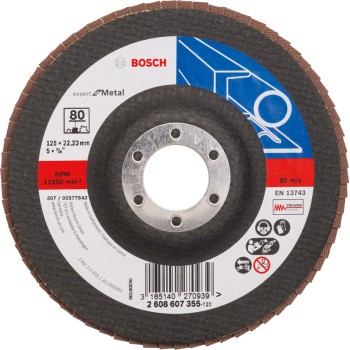 Bosch Disc de slefuire evantai Expert for Metal 125x22.23mm, G80, cu degajare