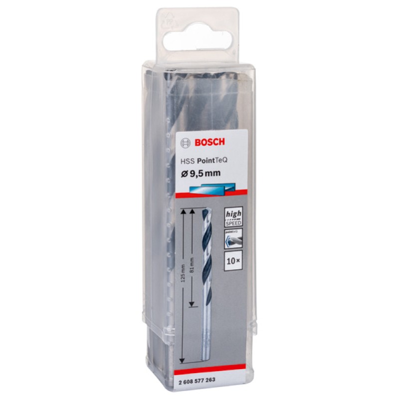 Bosch Set 10 burghie metal HSS PointTeQ, 9.5x81x125mm