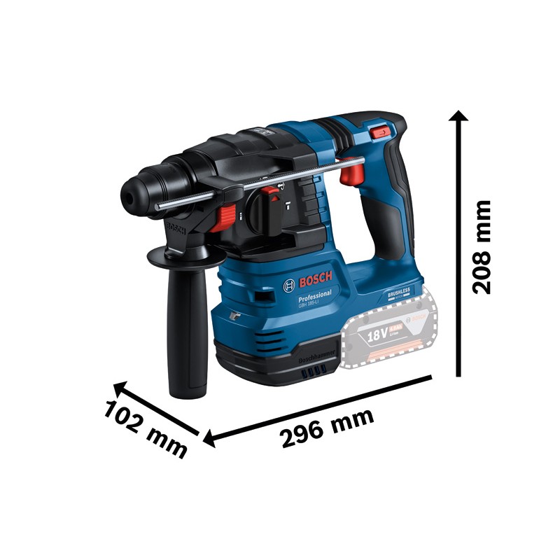 Bosch GBH 185-LI Ciocan rotopercutor brushless 1.9J + 2 acumulatori Li-Ion 4Ah, 18V + Valiza + Incarcator