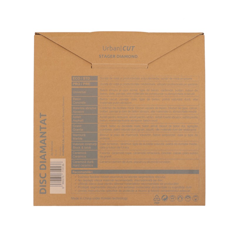 Stager URBAN CUT Disc diamantat 400x3.2x10x25.4-P pentru beton/asfalt