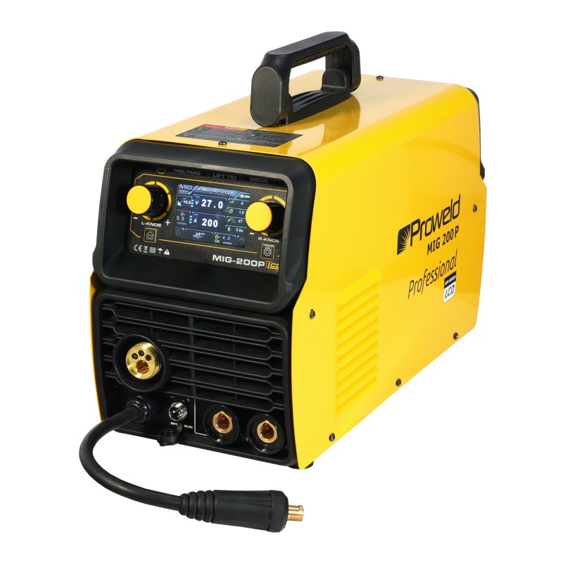 ProWELD MIG 200P LCD Synergetic Pulse & Double Pulse, MIG/MAG, TIG, MMA, Oțel, Inox, Aluminiu, Fontă, 200A