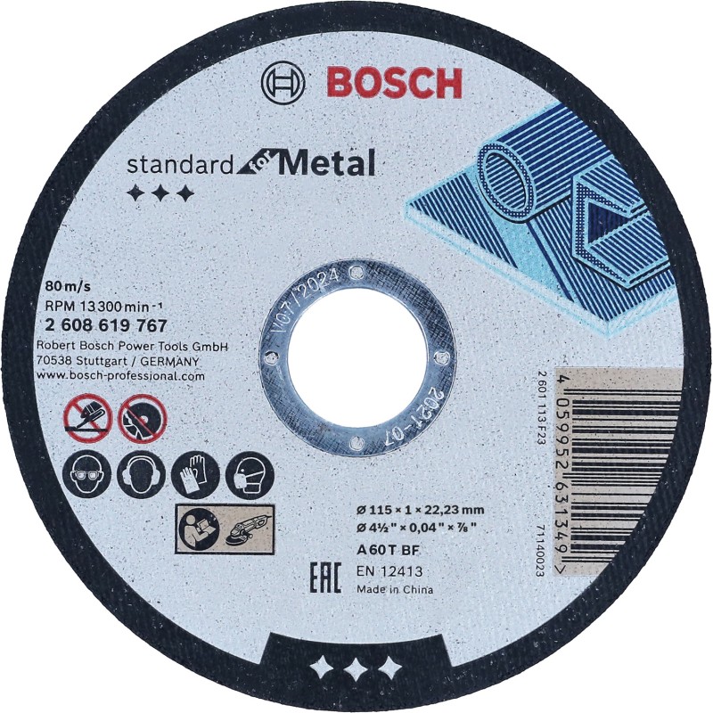 Bosch Disc de taiere A 60 T BF Standard for Metal 115x22.23x1mm