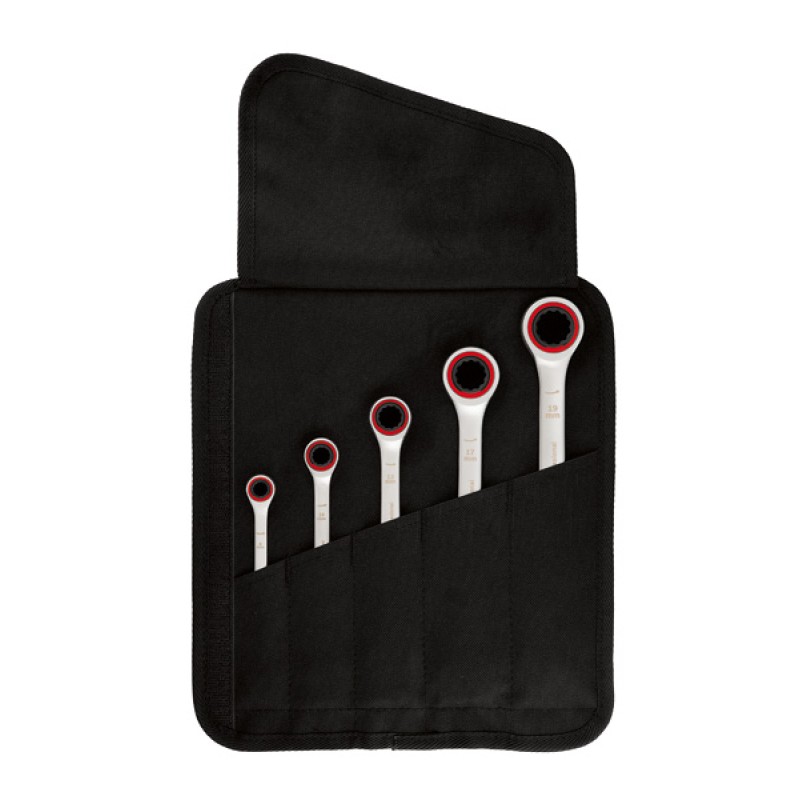 Bosch Set 5 chei combinate 8-19mm, clichet reversibil, husa textila