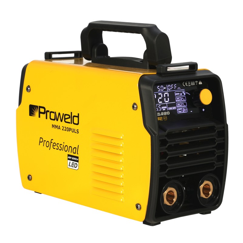 ProWELD MMA 220 Puls Invertor digital sudură 220A, Pulse MMA, TIG Lift, Arc Force, VRD, Electrozi Ø 1.6–5.0mm, Oțel, Inox, Fontă