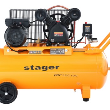 Stager Air 32C100 compresor aer, 100L, 10bar, 324L/min, monofazat, angrenare curea