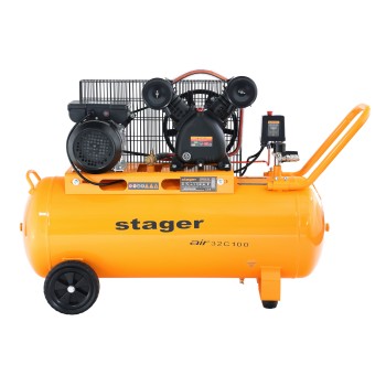 Stager Air 32C100 compresor aer, 100L, 10bar, 324L/min, monofazat, angrenare curea