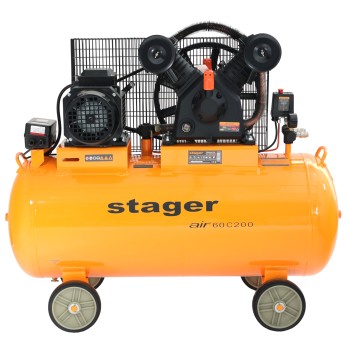 Stager Air 60C200 compresor aer, 200L, 10bar, 600L/min, trifazat, angrenare curea