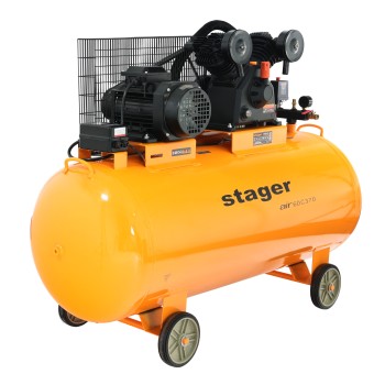 Stager Air 60C370 compresor aer, 370L, 10bar, 600L/min, trifazat, angrenare curea