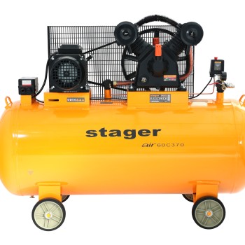 Stager Air 60C370 compresor aer, 370L, 10bar, 600L/min, trifazat, angrenare curea