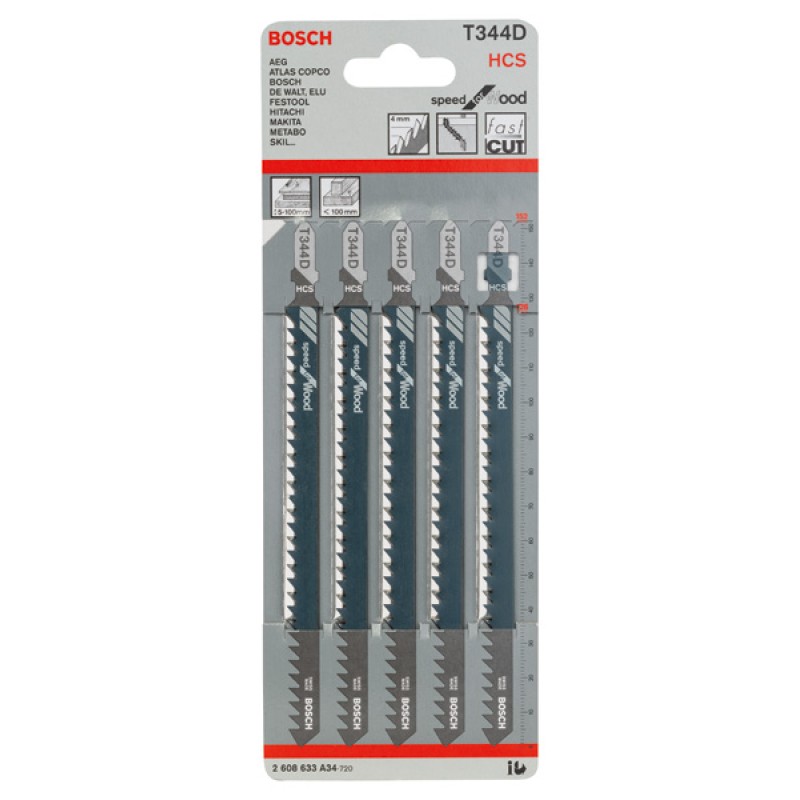 Bosch Set 5 Panze ferastrau vertical Precision for Wood, T 344D, 152mm