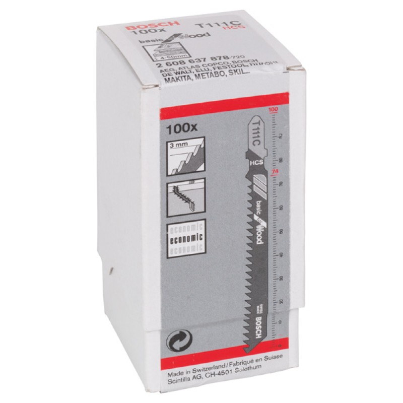 Bosch Set 100 Panze ferastrau vertical Basic for Wood, T 111C,  100mm