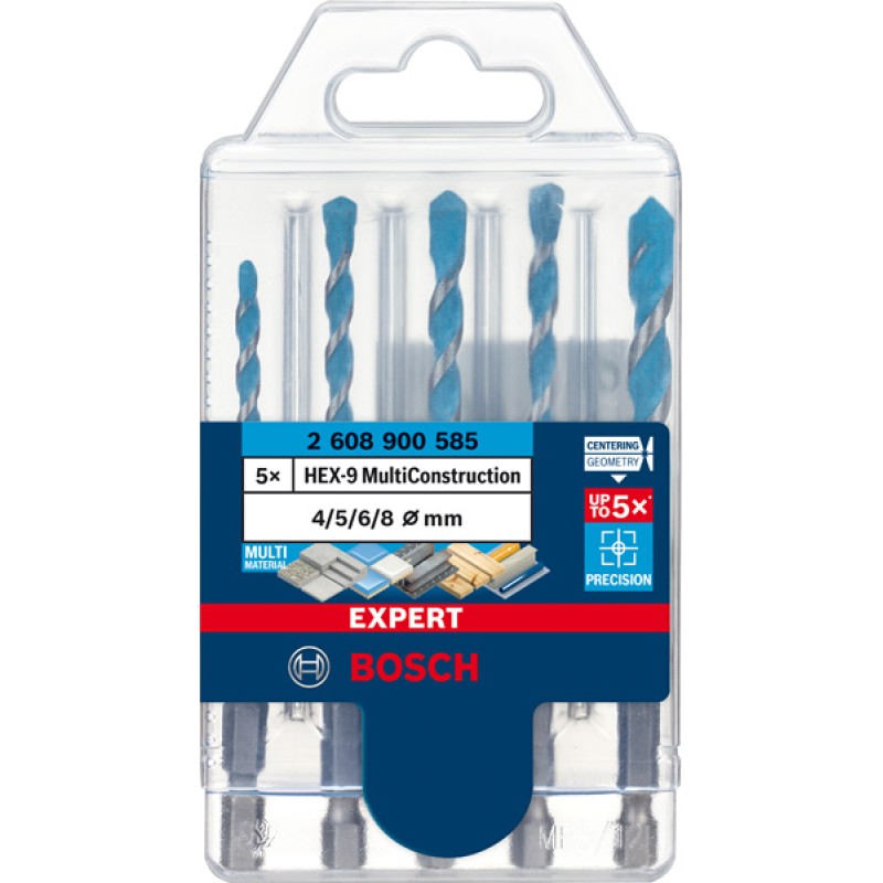 Bosch Set 5 burghie Expert HEX-9 MultiConstruction, 4-8mm