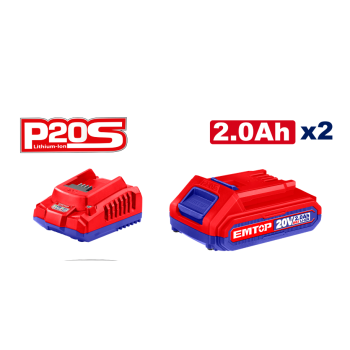 2 x Acumulatori 2.0Ah litiu-ion si incarcator, P20S - ELBCPK1222, EMTOP