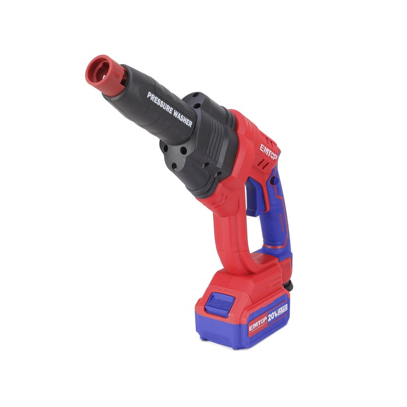 Aparat de spalat cu presiune cu 1 acumulator 4.0AH si incarcator, 24 bari, 6 capete, geanta inclusa - ELPW202501, EMTOP
