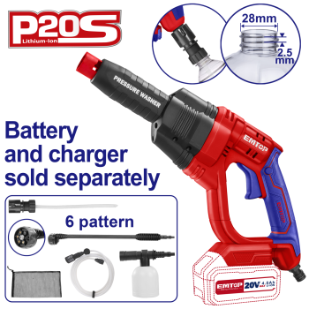 Aparat de spalat cu presiune fara incarcator si acumulator, 24 bari, 6 capete, geanta inclusa - ELPW2025012, EMTOP