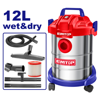 Aspirator electric 12L, curatare umeda si uscata, filtru HEPA - EVCR0801, EMTOP