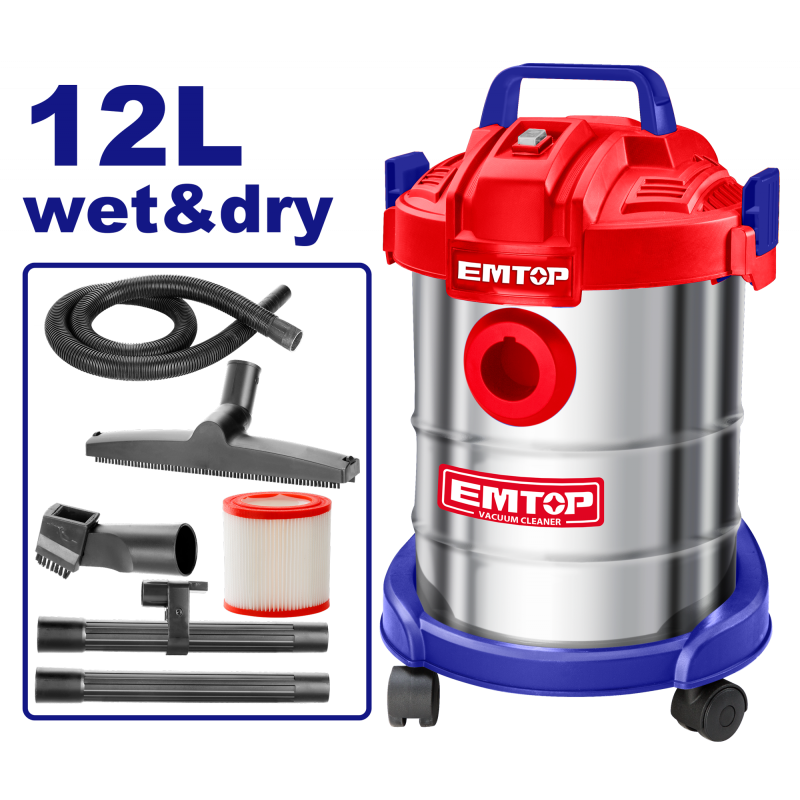 Aspirator electric 12L, curatare umeda si uscata, filtru HEPA - EVCR0801, EMTOP