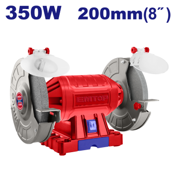 Polizor electric de banc 350W, 200mm (8  ), incl. cutie depozitare scule - EBGR83501, EMTOP