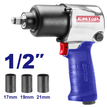 Pistol pneumatic 1 2  , 610Nm, 3 capete (17mm,19mm,21mm) - EATL126801 EMTOP - EATL126801, EMTOP