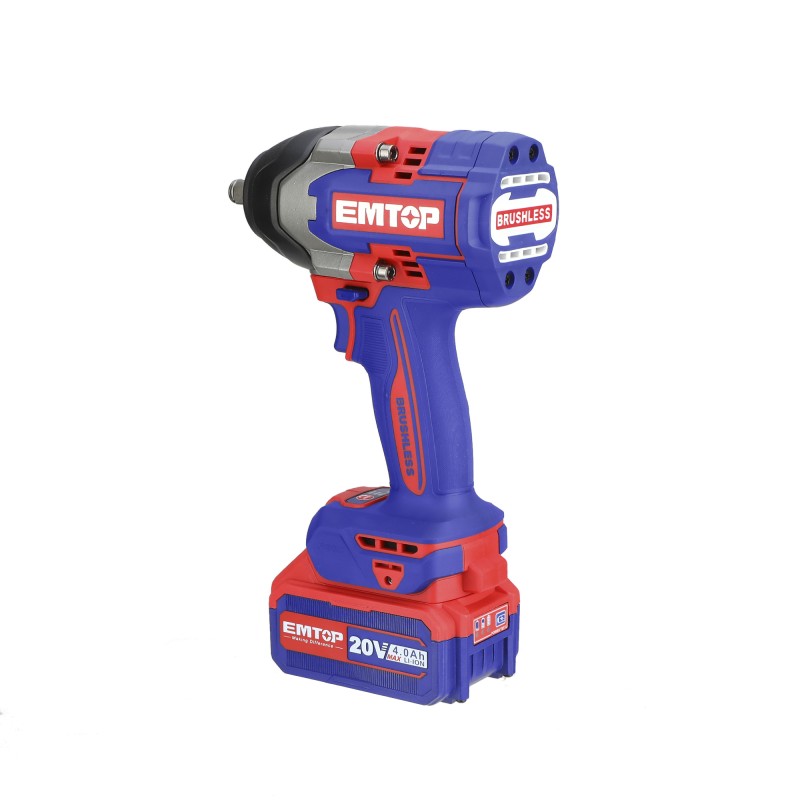 Bormasina de impact si insurubat cu 2 acumulatori 4.0AH, motor fara perii (brushless), 850Nm, cutie de transport - ECiWL2085, EMTOP