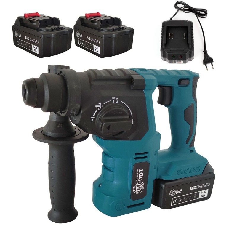Ciocan rotopercutor cu acumulator , DDT-Brushless , 20 V , 5 Ah , 1350 Rpm , 4800 Bpm , 1.7 J , 22 mm , Albastru