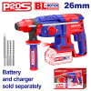 Ciocan rotopercutor fara acumulator si incarcator, 26mm, 4 accesorii - ELRH20228, EMTOP