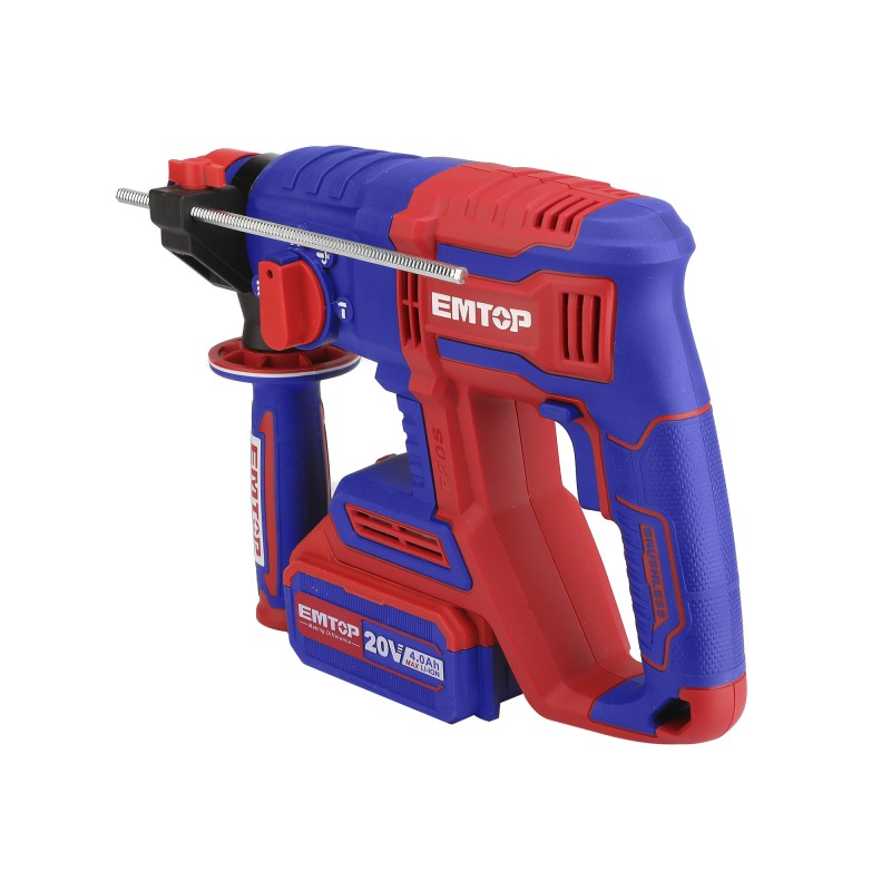 Ciocan rotopercutor fara acumulator si incarcator, motor fara perii (brushless), 22mm, 2.0J, 3 burghie incluse - ELRH20208, EMTOP