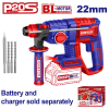 Ciocan rotopercutor fara acumulator si incarcator, motor fara perii (brushless), 22mm, 2.0J, 3 burghie incluse - ELRH20208, EMTOP
