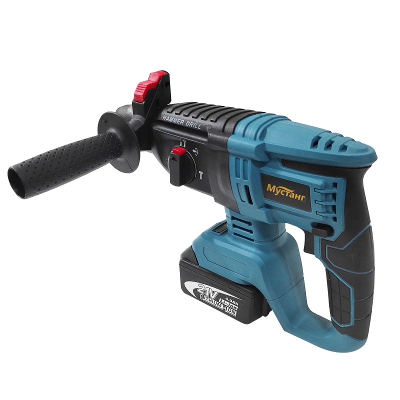 Ciocan rotopercutor cu 2 acumulatori , Mustang , 21 V , 4 AH , 1.9 J , 1150 RPM , 2 Mandrine