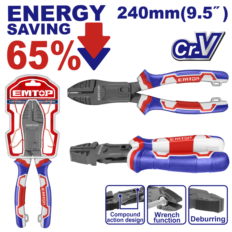 Cleste combinat cu actiune compusa 240mm (9.5  ), 65% economie de energie - EPLRCC0951, EMTOP