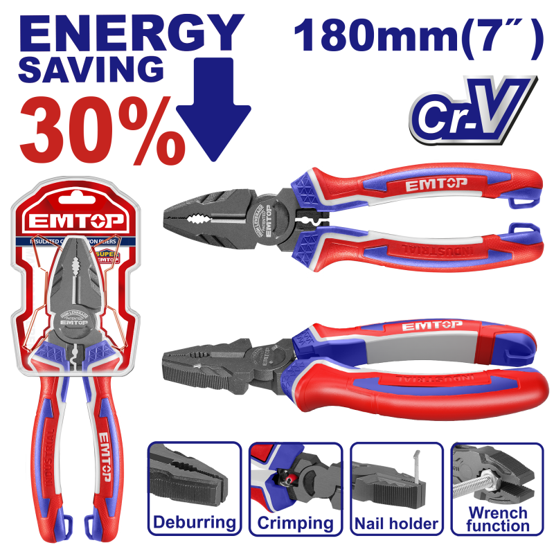 Cleste combinat cu efect de parghie ridicat 180mm (7  ) - EPLRC0721, EMTOP
