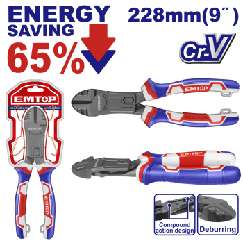 Cleste diagonal cu actiune compusa, 228mm (9  ) - EPLRCD0951, EMTOP